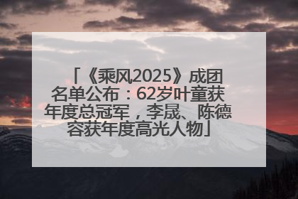 《乘风2025》成团名单公布：62岁叶童获年度总冠军，李晟、陈德容获年度高光人物