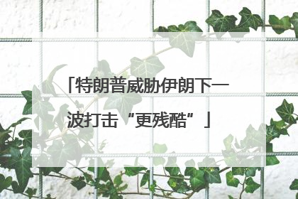 特朗普威胁伊朗下一波打击“更残酷”
