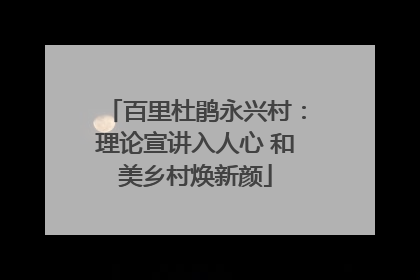 百里杜鹃永兴村：理论宣讲入人心 和美乡村焕新颜