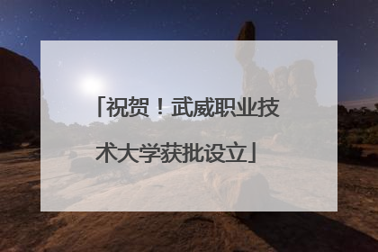 祝贺！武威职业技术大学获批设立