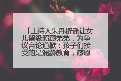 主持人朱丹辟谣让女儿留级照顾弟弟，为争议言论道歉：孩子们接受的是混龄教育，感恩每一条批评
