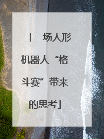 一场人形机器人“格斗赛”带来的思考