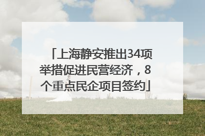 上海静安推出34项举措促进民营经济，8个重点民企项目签约