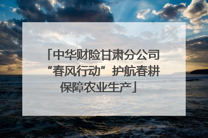 中华财险甘肃分公司“春风行动”护航春耕 保障农业生产