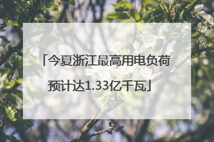 今夏浙江最高用电负荷预计达1.33亿千瓦