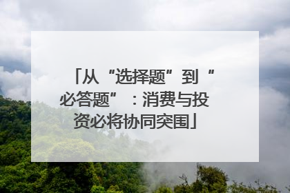 从“选择题”到“必答题”：消费与投资必将协同突围