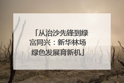 从治沙先锋到绿富同兴：新华林场绿色发展育新机