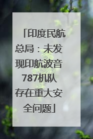 印度民航总局：未发现印航波音787机队存在重大安全问题