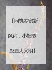 同筑养宠新风尚，小细节彰显大文明