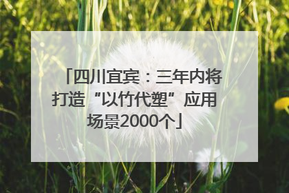 四川宜宾：三年内将打造“以竹代塑”应用场景2000个