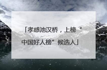孝感池汉桥，上榜“中国好人榜”候选人