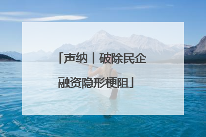 声纳丨破除民企融资隐形梗阻