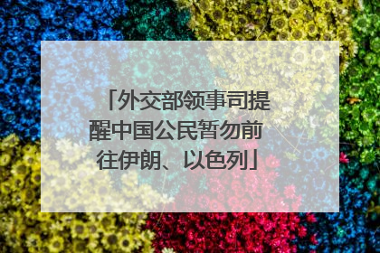 外交部领事司提醒中国公民暂勿前往伊朗、以色列