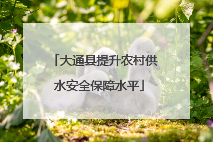 大通县提升农村供水安全保障水平