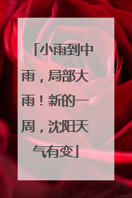 小雨到中雨，局部大雨！新的一周，沈阳天气有变