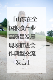 山东在全国粮食产业高质量发展现场推进会作典型交流发言