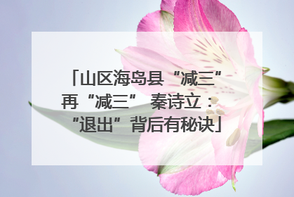 山区海岛县“减三”再“减三” 秦诗立：“退出”背后有秘诀