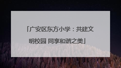 广安区东方小学：共建文明校园 同享和谐之美