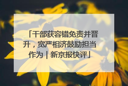 干部获容错免责并晋升，宽严相济鼓励担当作为｜新京报快评