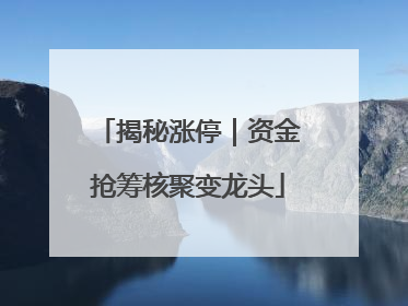 揭秘涨停｜资金抢筹核聚变龙头