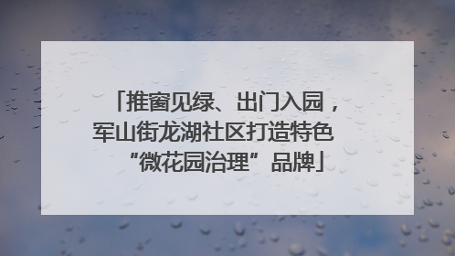 推窗见绿、出门入园，军山街龙湖社区打造特色“微花园治理”品牌