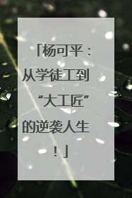 杨可平：从学徒工到“大工匠”的逆袭人生！