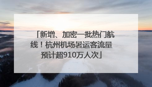 新增、加密一批热门航线！杭州机场暑运客流量预计超910万人次