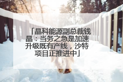 晶科能源副总裁钱晶：当务之急是加速升级既有产线，沙特项目正推进中