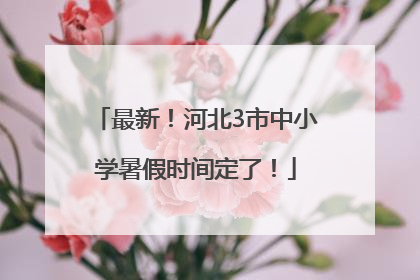 最新！河北3市中小学暑假时间定了！