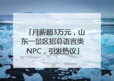 月薪超3万元，山东一景区招募语言类NPC，引发热议