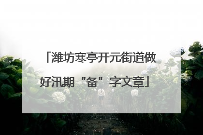 潍坊寒亭开元街道做好汛期“备”字文章