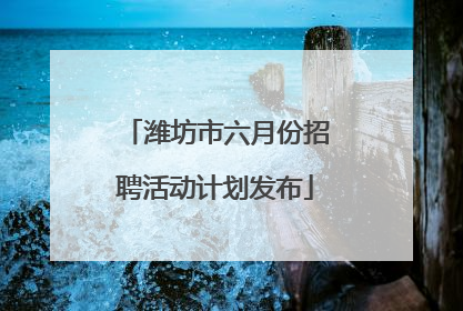 潍坊市六月份招聘活动计划发布