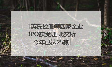 英氏控股等四家企业IPO获受理 北交所今年已达25家