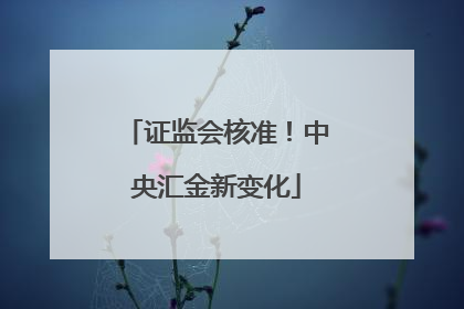 证监会核准！中央汇金新变化