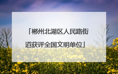 郴州北湖区人民路街道获评全国文明单位