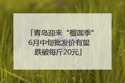 青岛迎来“榴莲季” 6月中旬批发价有望跌破每斤20元