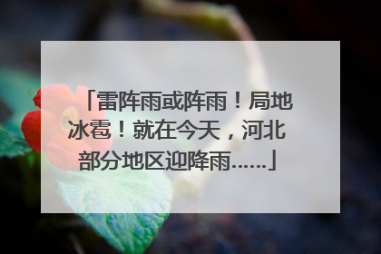 雷阵雨或阵雨！局地冰雹！就在今天，河北部分地区迎降雨……