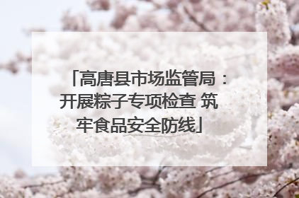 高唐县市场监管局：开展粽子专项检查 筑牢食品安全防线