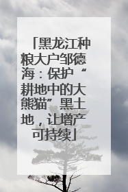 黑龙江种粮大户邹德海：保护“耕地中的大熊猫”黑土地，让增产可持续