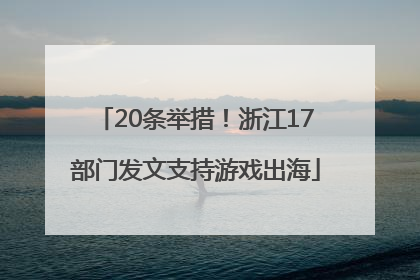 20条举措！浙江17部门发文支持游戏出海