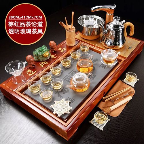 紫砂功夫茶具套装家用简约整套全自动电热炉实木茶盘茶杯